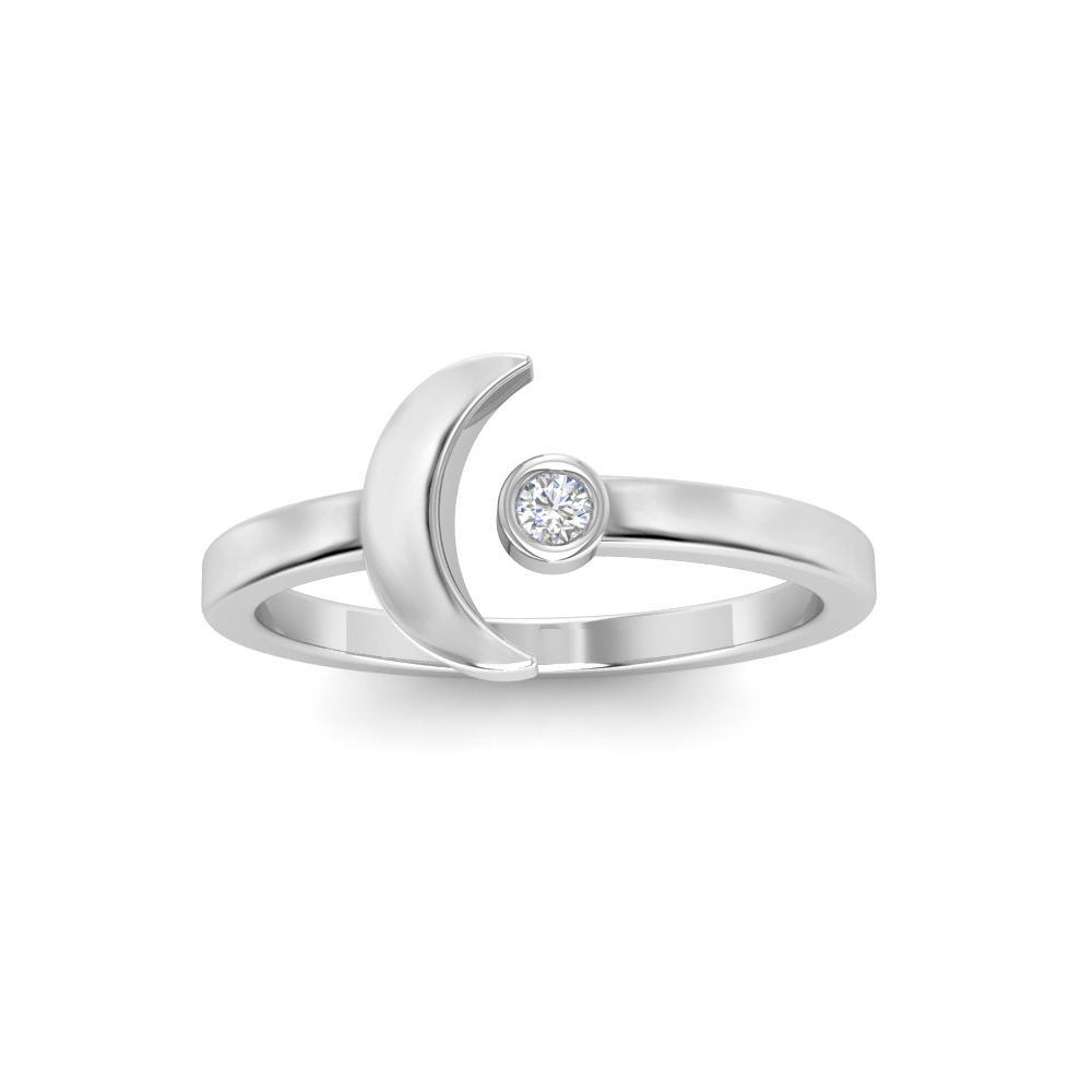 Diamond Crescent Moon Open Ring