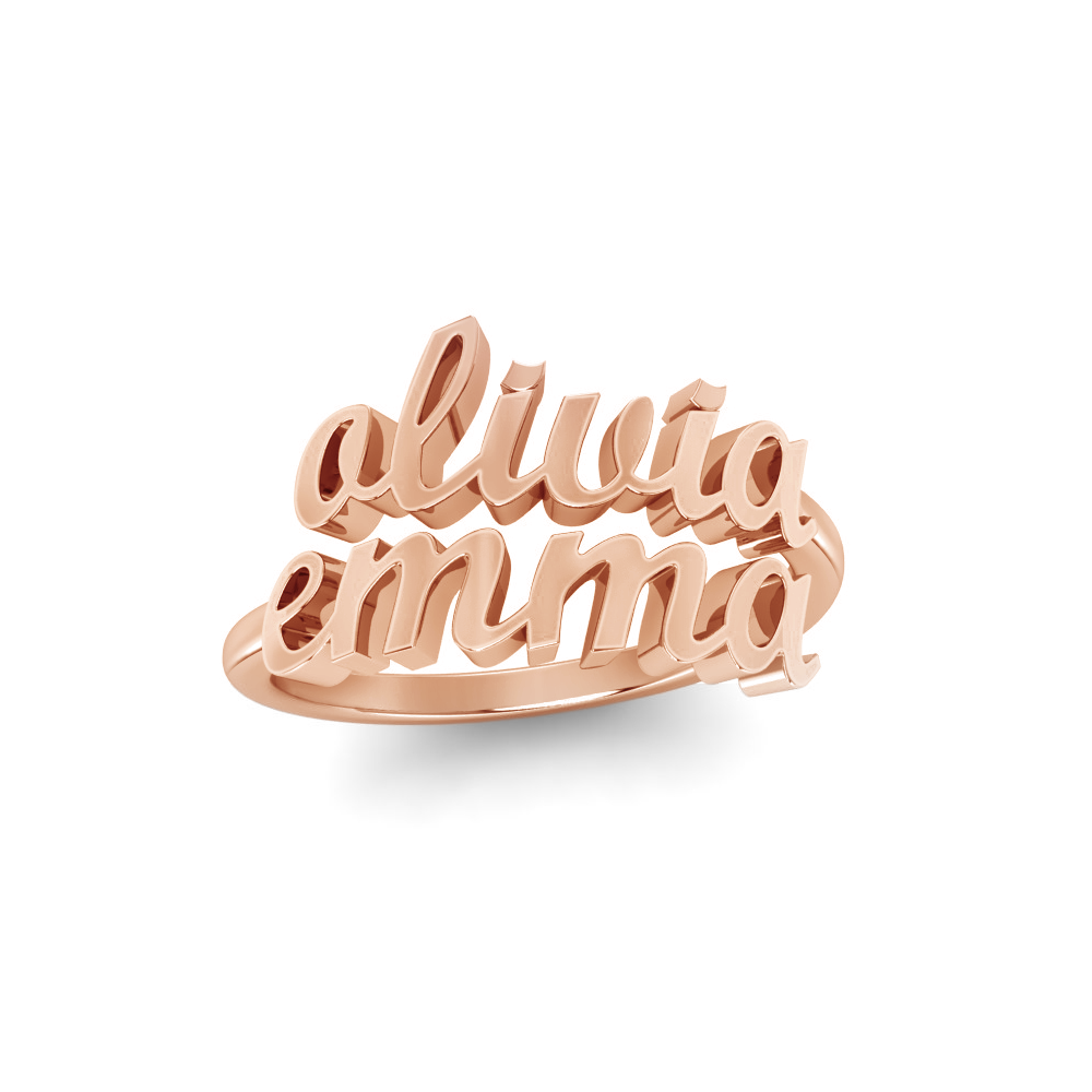 Double Script Name Ring