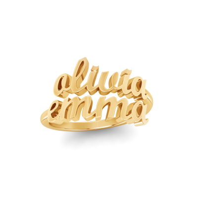 Double Script Name Ring