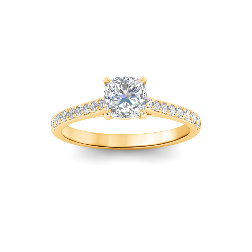 1.77 Ctw Cushion Diamond Surprise Pavé Cathedral Engagement Ring