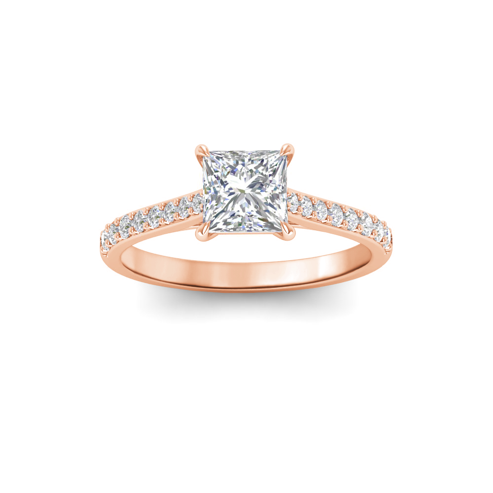 1.77 Ctw Princess Diamond Surprise Pavé Cathedral Engagement Ring