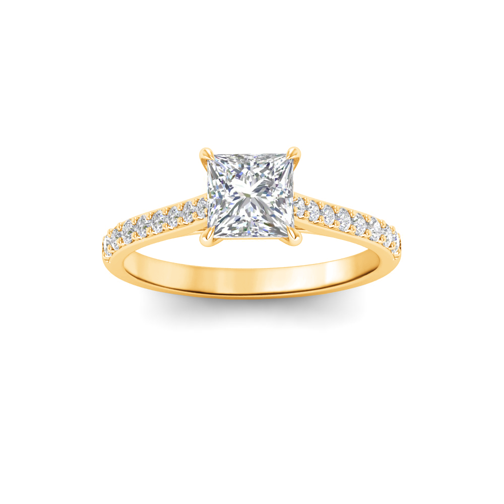 1.27 Ctw Princess Diamond Surprise Pavé Cathedral Engagement Ring