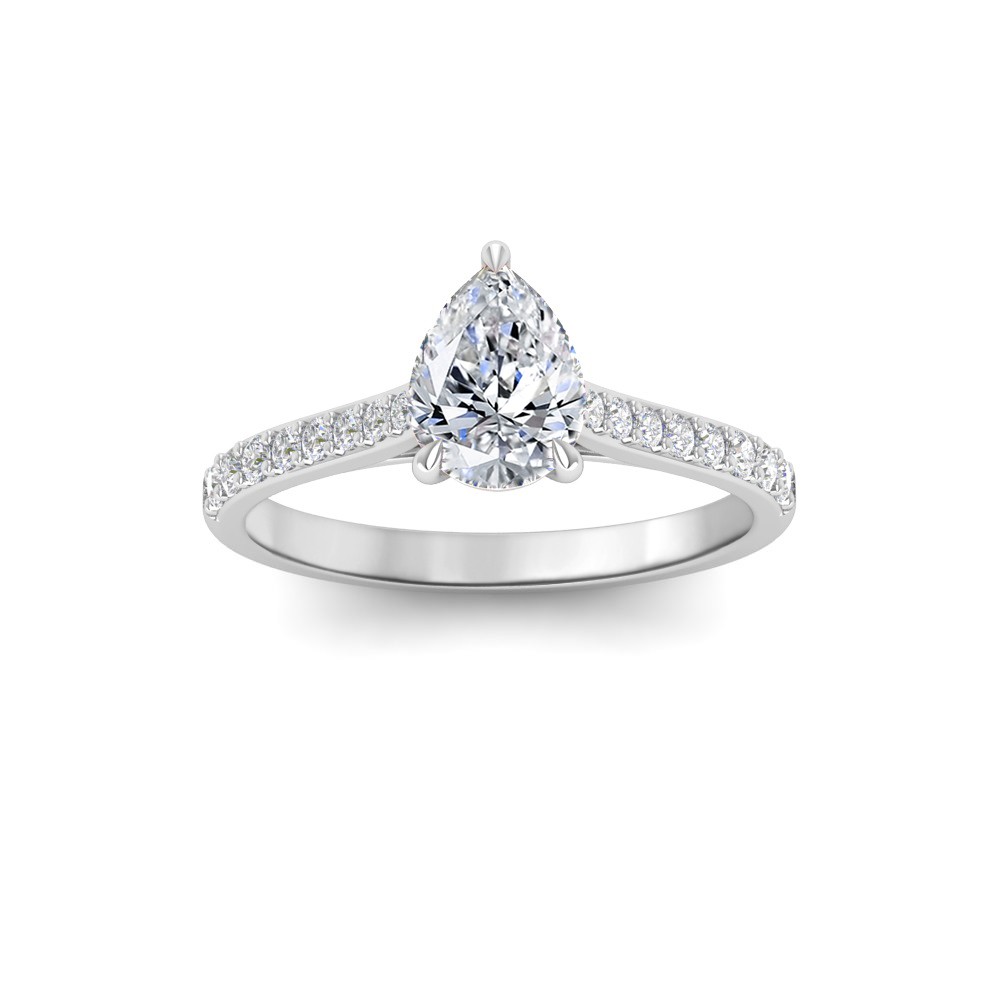 1.77 Ctw Pear Diamond Surprise Pavé Cathedral Engagement Ring