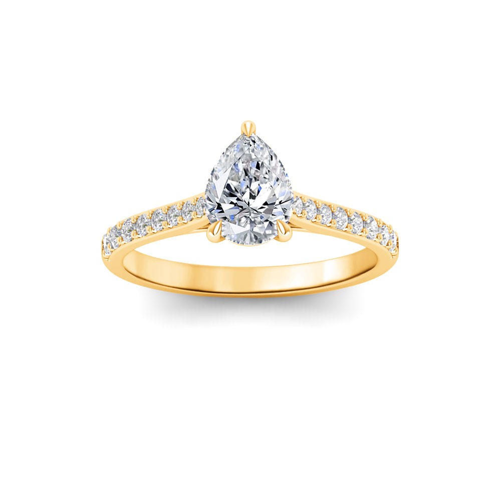 1.77 Ctw Pear Diamond Surprise Pavé Cathedral Engagement Ring