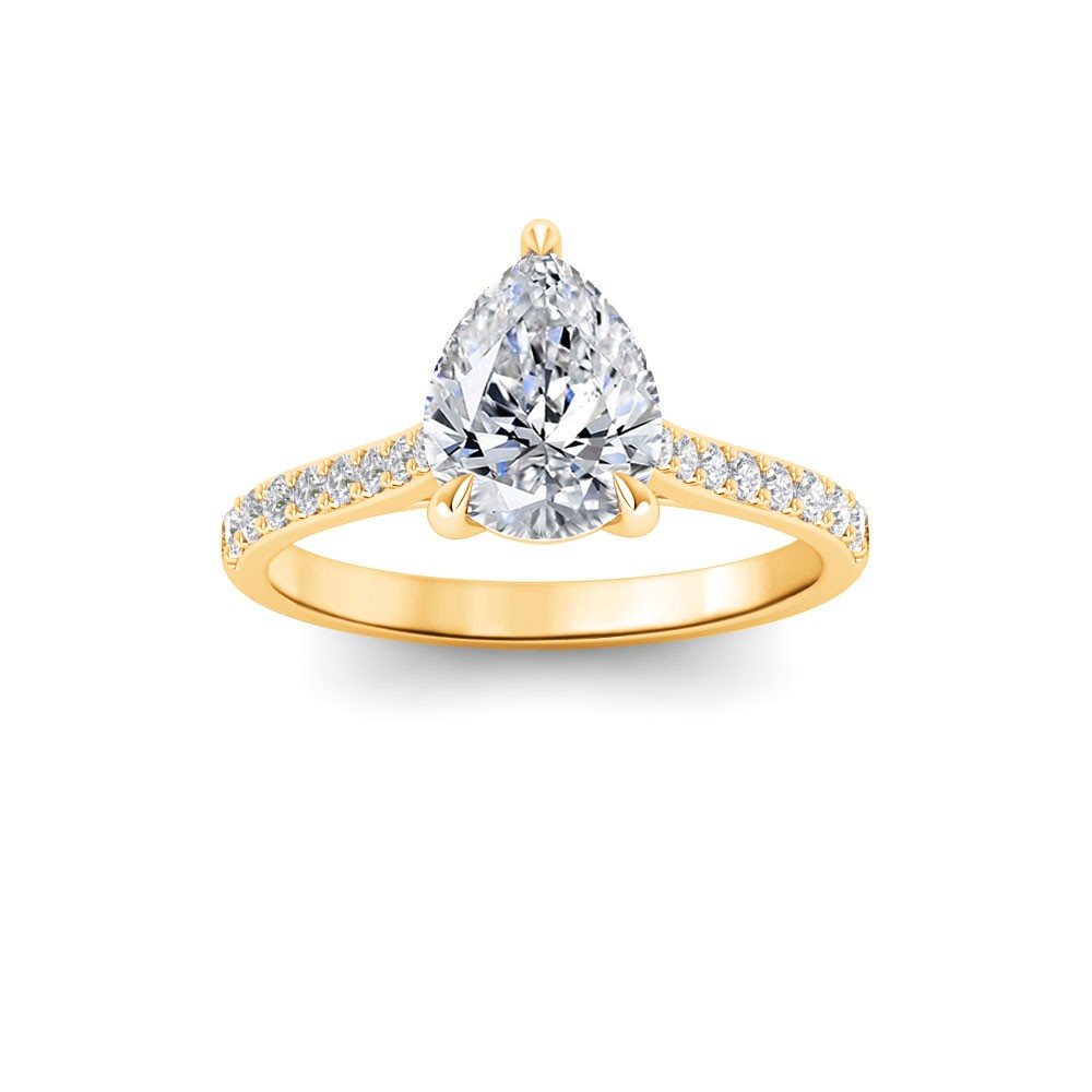 2.27 Ctw Pear Diamond Surprise Pavé Cathedral Engagement Ring