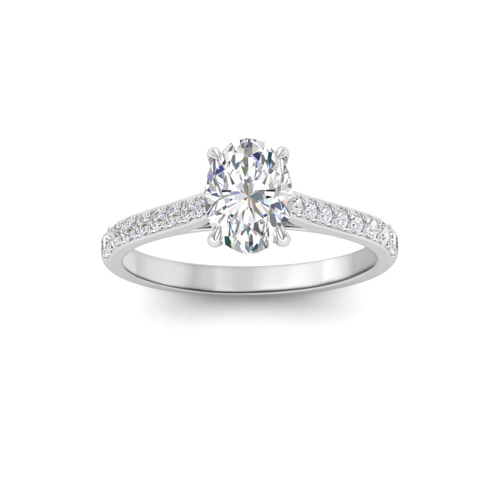 1.77 Ctw Oval CZ Surprise Pavé Cathedral Engagement Ring