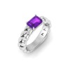 1 Ct Amethyst Emerald Cut Birthstone Cuban Ring