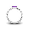 1 Ct Amethyst Emerald Cut Birthstone Cuban Ring