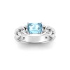 1 Ct Aquamarine Emerald Cut Birthstone Cuban Ring