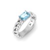 1 Ct Aquamarine Emerald Cut Birthstone Cuban Ring