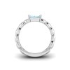 1 Ct Aquamarine Emerald Cut Birthstone Cuban Ring