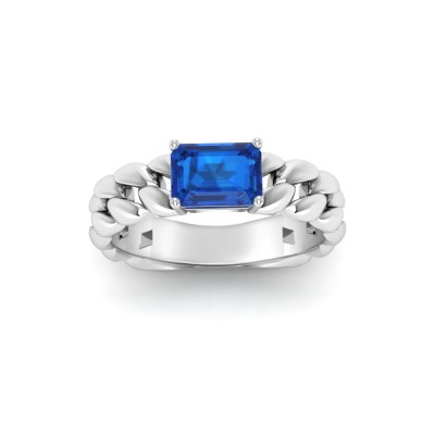 1 Ct Topaz Emerald Cut Birthstone Cuban Ring