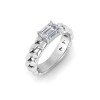 1 Ct CZ Emerald Cut Birthstone Cuban Ring