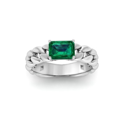 1 Ct Emerald Cut Birthstone Cuban Ring