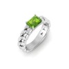 1 Ct Peridot Emerald Cut Birthstone Cuban Ring