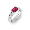 1 Ct Ruby Emerald Cut Birthstone Cuban Ring