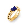 1 Ct Sapphire Emerald Cut Birthstone Cuban Ring