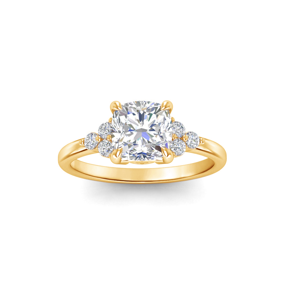 3.18 Ctw Cushion CZ Trio Cluster Engagement Ring