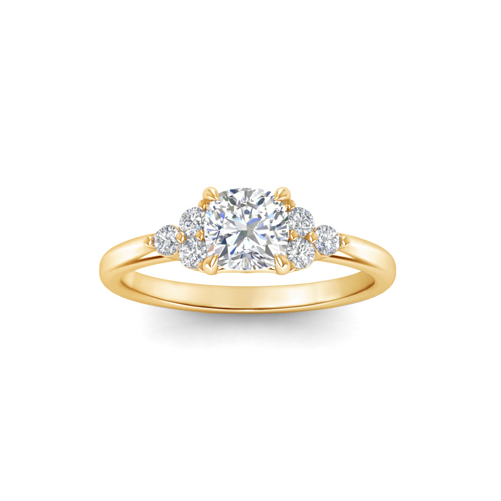 1.18 Ctw Cushion Diamond Trio Cluster Engagement Ring