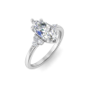 2.5 Ct Marquise Lab Diamond & 0.18 Ctw Diamond Trio Cluster Engagement Ring