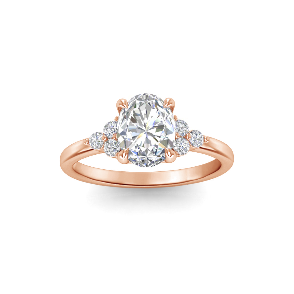 2.18 Ctw Oval Diamond Trio Cluster Engagement Ring