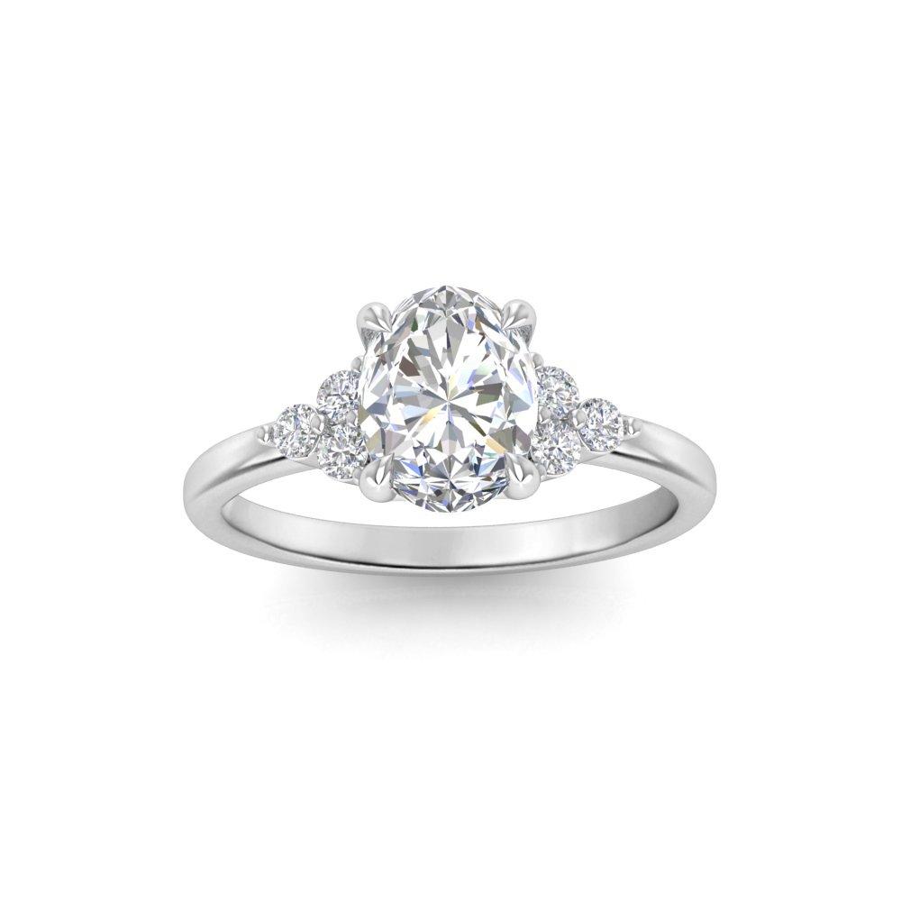 1.07 cttw. Oval Diamond Ring with Small Trio Side Diamonds