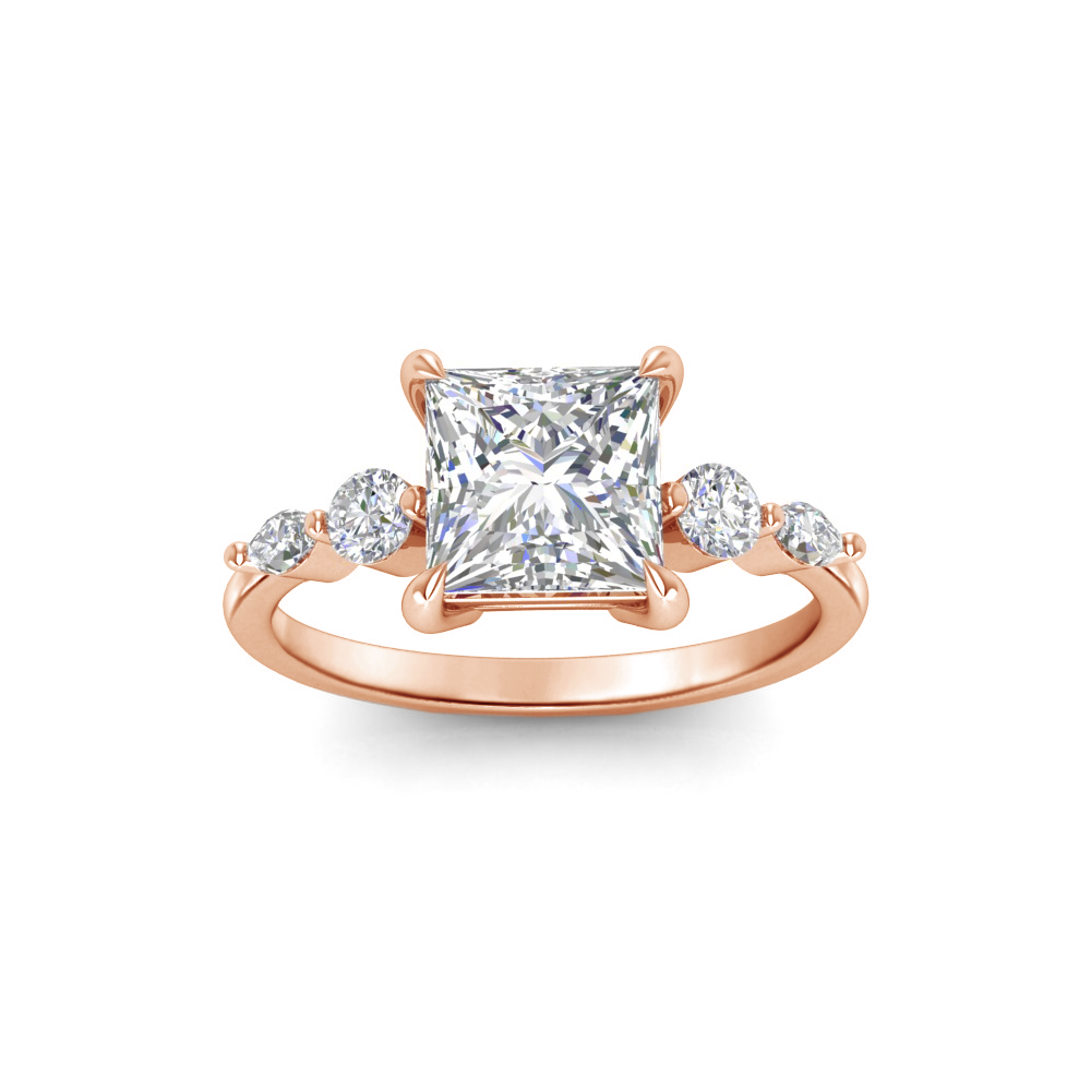 1.84 Ctw Princess CZ Tapered Engagement Ring