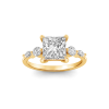 2.5 Ct Princess Lab Diamond & 0.34 Ctw Diamond Tapered Engagement Ring