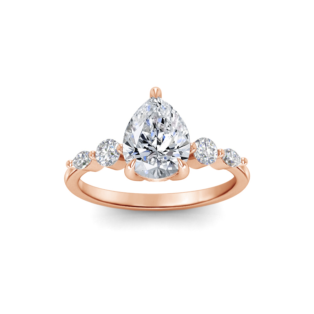 1.34 Ctw Pear CZ Tapered Engagement Ring