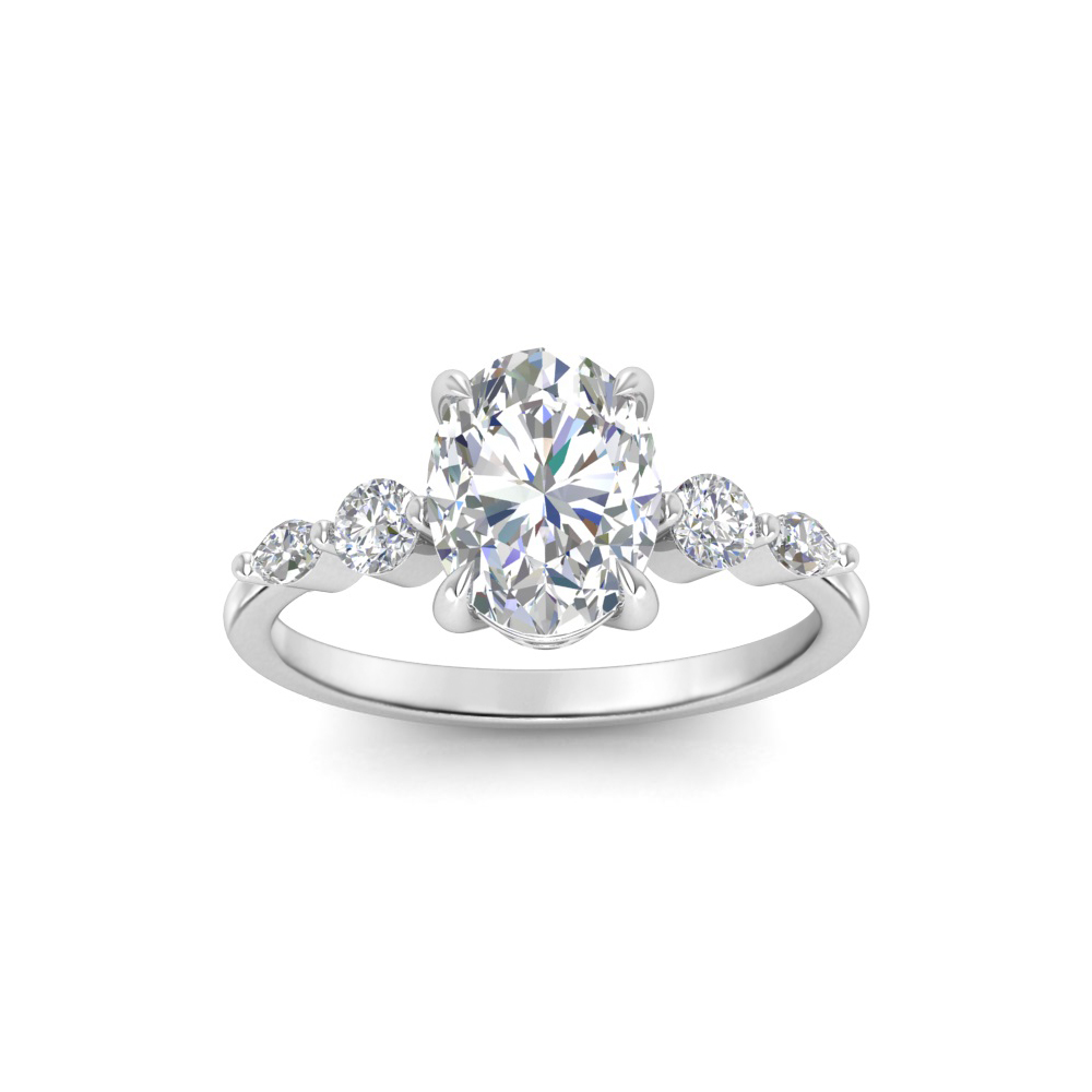 1.84 Ctw Oval Diamond Tapered Engagement Ring