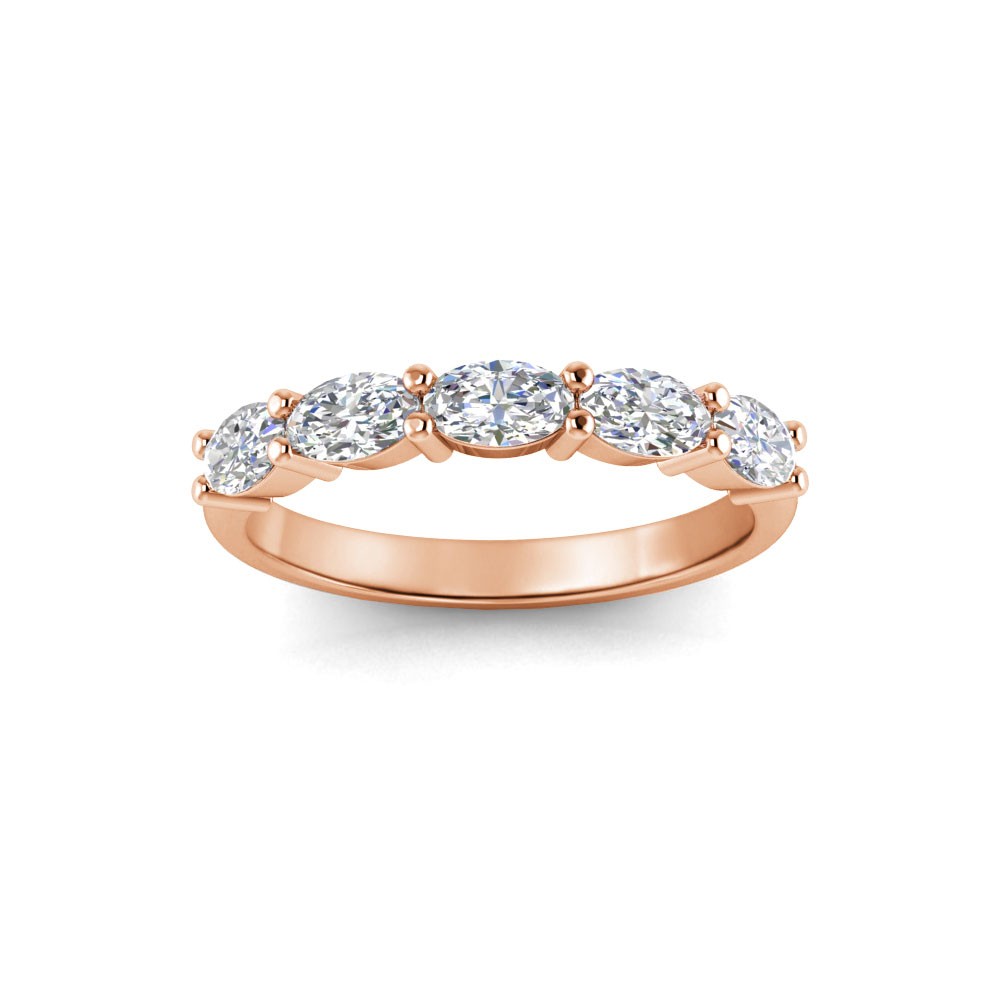 Five Stone Oval CZ Half Eternity Wedding Band