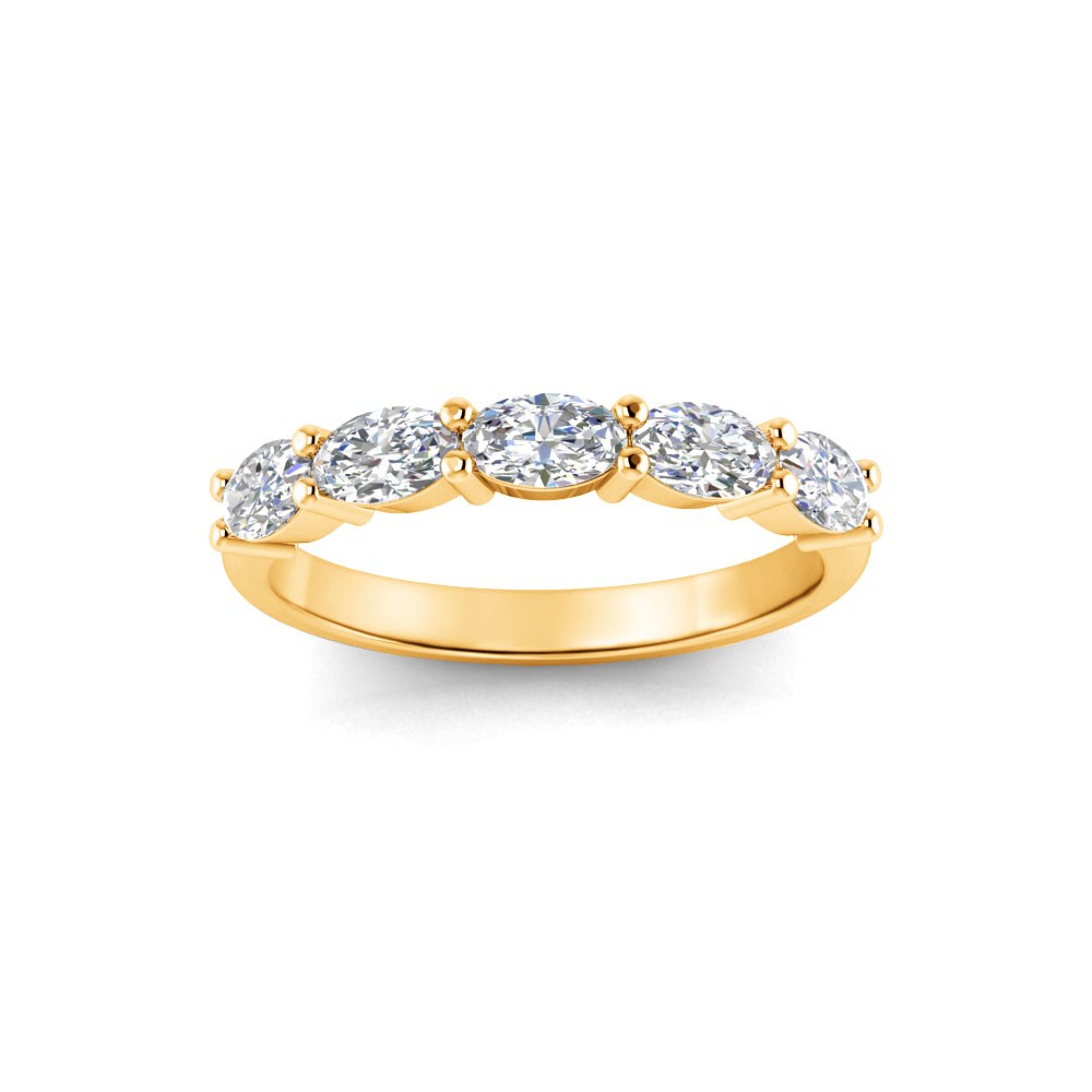 Five Stone Oval Moissanite Half Eternity Wedding Band