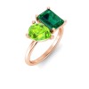 4 Ctw Pear & Emerald Birthstone Toi et Moi Two Stone Ring