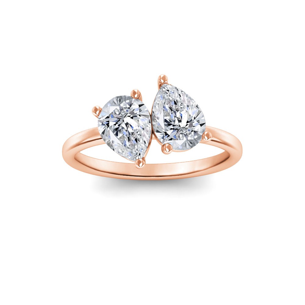 2 Ctw Double Pear Lab Diamond Toi et Moi Two Stone Ring