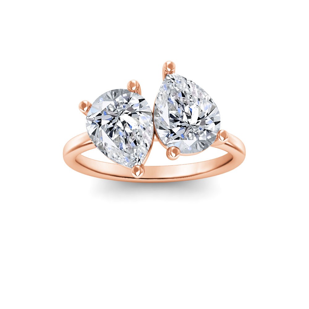 4 Ctw Double Pear Moissanite Toi et Moi Two Stone Ring