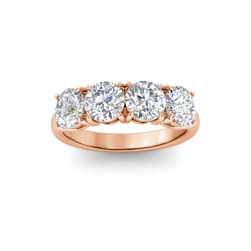 Four Stone CZ Luxe Half Eternity Wedding Band