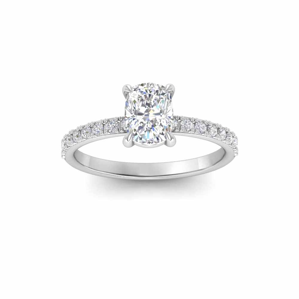 1 Ct Elongated Cushion Lab Diamond & .16 Ctw Diamond Whisper Pavé Engagement Ring