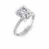 3 Ct Elongated Cushion Lab Diamond & .16 Ctw Diamond Whisper Pavé Engagement Ring