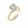 3.16 Ctw Elongated Cushion CZ Whisper Pavé Engagement Ring