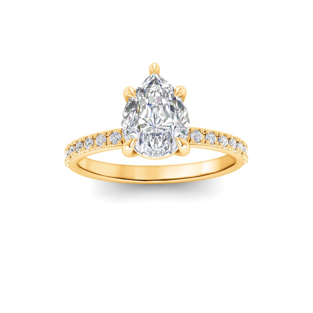 1.16 Ctw Pear Diamond Whisper Pavé Engagement Ring