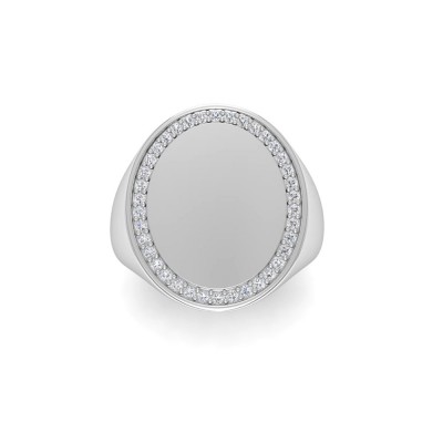 Lab Diamond Signet Ring with Dainty Frame