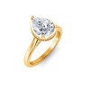 2.5 Ct Pear Lab Diamond & .22 Ctw Crown Hidden Halo Bezel Engagement Ring