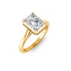 2 Ct Radiant Lab Diamond & .22 Ctw Crown Hidden Halo Bezel Engagement Ring