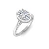 5 Ct Oval Moissanite & .22 Ctw Lab Diamond Crown Hidden Halo Bezel Engagement Ring