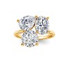 6 Ctw Moissanite Round, Oval & Pear Toi et Moi Three Stone Ring