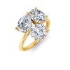 6 Ctw Moissanite Round, Oval & Pear Toi et Moi Three Stone Ring