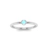 Round Aquamarine Birthstone Bezel Set Pinky Ring