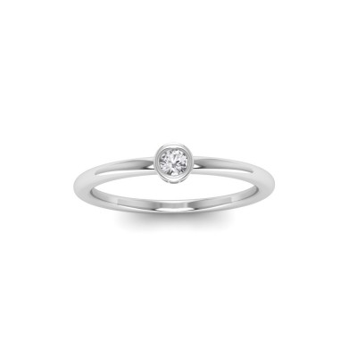 Round CZ Birthstone Bezel Set Pinky Ring