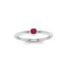 Round Ruby Birthstone Bezel Set Pinky Ring