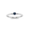 Round Sapphire Birthstone Bezel Set Pinky Ring